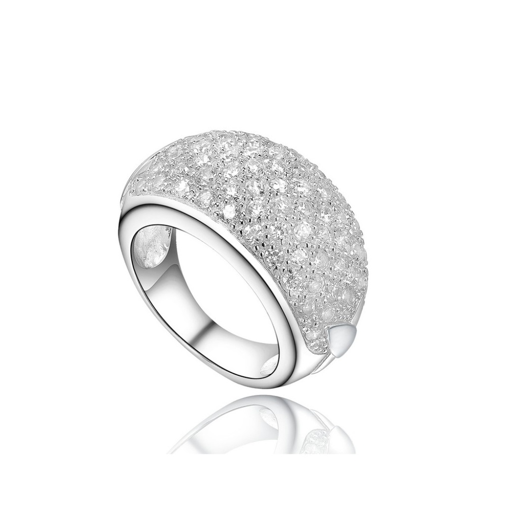 925 Sterling Silver Sparkling CZ Dome Ring